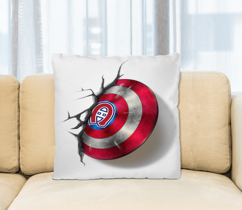 Montreal Canadiens NHL Hockey Captain America's Shield Marvel Avengers Square Pillow