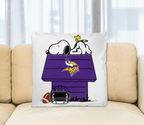 Minnesota Vikings NFL Football Snoopy Woodstock The Peanuts Movie Pillow Square Pillow