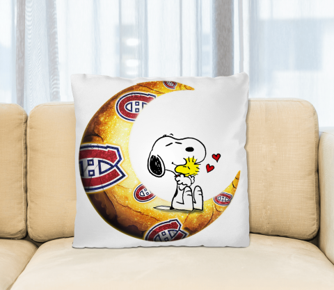 NHL Hockey Montreal Canadiens I Love Snoopy To The Moon And Back Pillow Square Pillow
