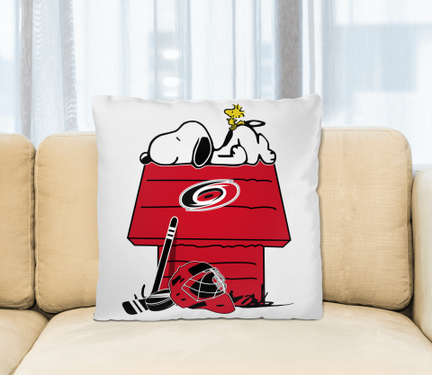 Carolina Hurricanes NHL Hockey Snoopy Woodstock The Peanuts Movie Pillow Square Pillow