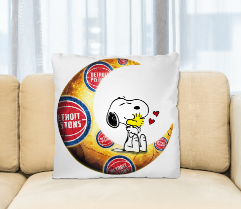 NBA Basketball Detroit Pistons I Love Snoopy To The Moon And Back Pillow Square Pillow