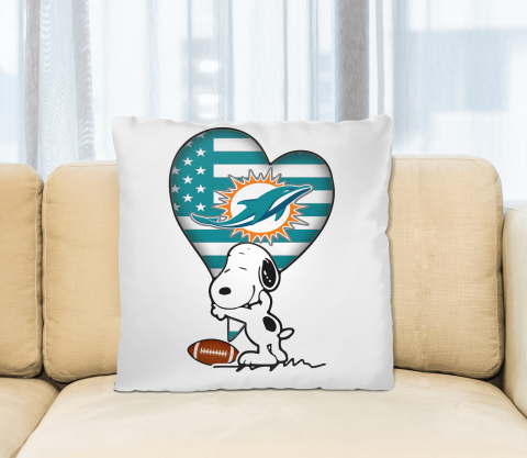 Miami Dolphins NFL Football The Peanuts Movie Adorable Snoopy Pillow Square Pillow