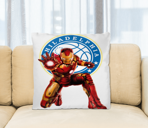 NBA Iron Man Marvel Comics Sports Basketball Philadelphia 76ers Square Pillow