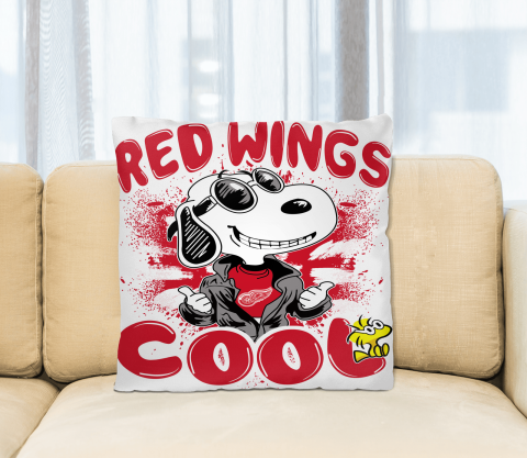 NHL Hockey Detroit Red Wings Cool Snoopy Pillow Square Pillow