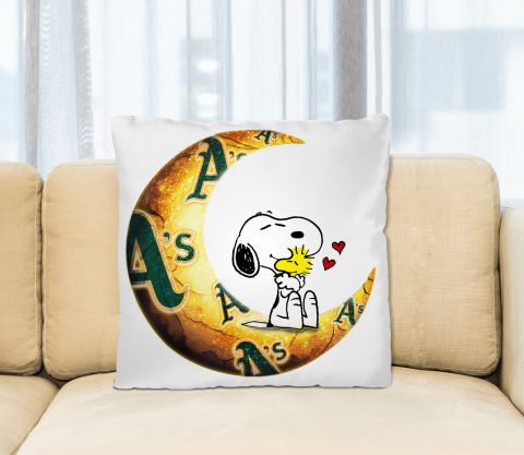 MLB Baseball Oakland Athletics I Love Snoopy To The Moon And Back Pillow Square Pillow