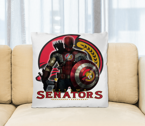 NHL Captain America Thor Spider Man Hawkeye Avengers Endgame Hockey Ottawa Senators Square Pillow