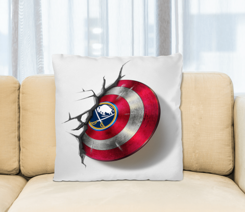 Buffalo Sabres NHL Hockey Captain America's Shield Marvel Avengers Square Pillow