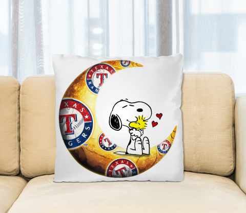 MLB Baseball Texas Rangers I Love Snoopy To The Moon And Back Pillow Square Pillow