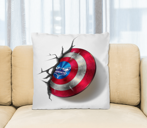 Charlotte Hornets NBA Basketball Captain America's Shield Marvel Avengers Square Pillow