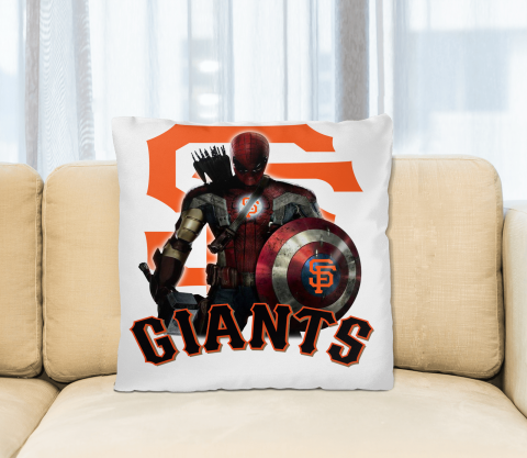 MLB Captain America Thor Spider Man Hawkeye Avengers Endgame Baseball San Francisco Giants Square Pillow