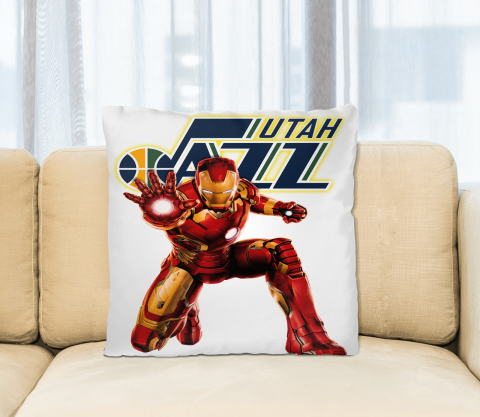 NBA Iron Man Marvel Comics Sports Basketball Utah Jazz Square Pillow