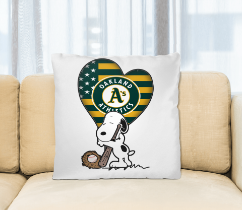 Oakland Athletics MLB Baseball The Peanuts Movie Adorable Snoopy Pillow Square Pillow