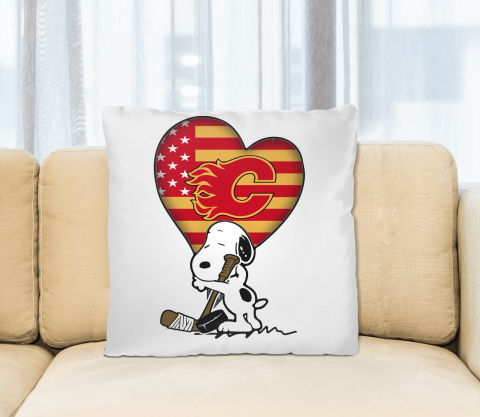 Calgary Flames NHL Hockey The Peanuts Movie Adorable Snoopy Pillow Square Pillow