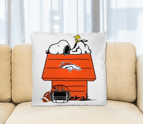 Denver Broncos NFL Football Snoopy Woodstock The Peanuts Movie Pillow Square Pillow