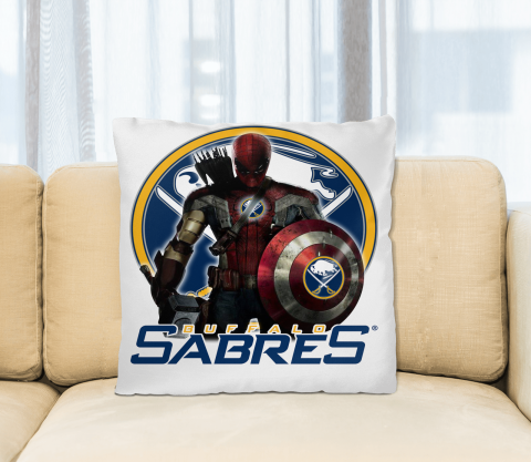 NHL Captain America Thor Spider Man Hawkeye Avengers Endgame Hockey Buffalo Sabres Square Pillow
