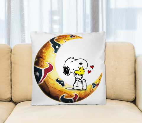NFL Football Houston Texans I Love Snoopy To The Moon And Back Pillow Square Pillow