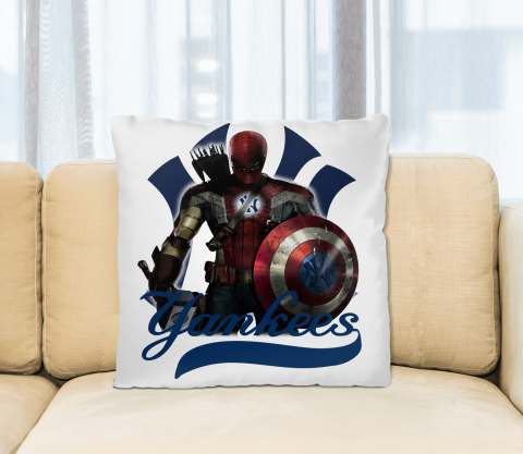 MLB Captain America Thor Spider Man Hawkeye Avengers Endgame Baseball New York Yankees Square Pillow