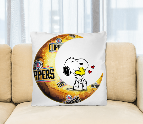 NBA Basketball LA Clippers I Love Snoopy To The Moon And Back Pillow Square Pillow
