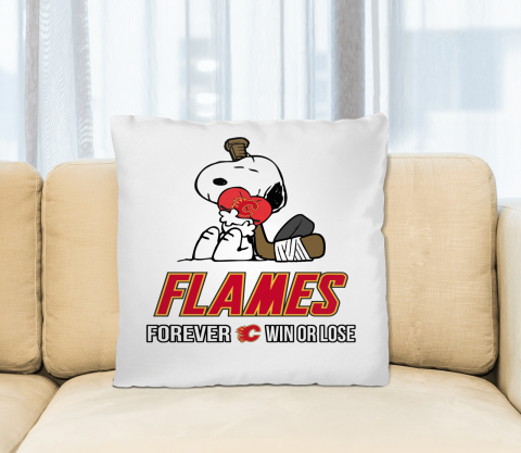 NHL The Peanuts Movie Snoopy Forever Win Or Lose Hockey Calgary Flames Pillow Square Pillow