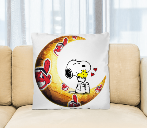 MLB Baseball Cleveland Indians I Love Snoopy To The Moon And Back Pillow Square Pillow