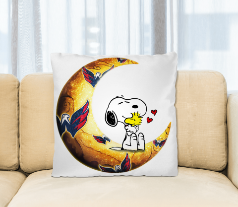 NHL Hockey Washington Capitals I Love Snoopy To The Moon And Back Pillow Square Pillow