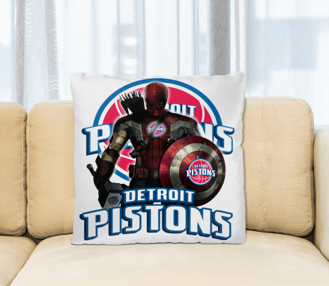 Detroit Pistons NBA Basketball Captain America Thor Spider Man Hawkeye Avengers Square Pillow
