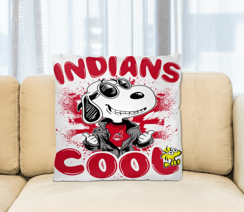 MLB Baseball Cleveland Indians Cool Snoopy Pillow Square Pillow