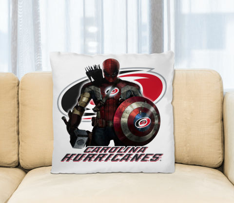 NHL Captain America Thor Spider Man Hawkeye Avengers Endgame Hockey Carolina Hurricanes Square Pillow
