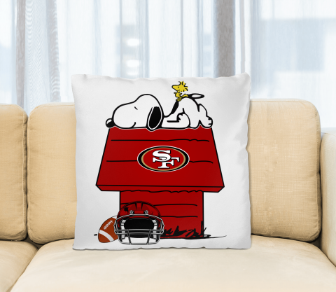 San Francisco 49ers NFL Football Snoopy Woodstock The Peanuts Movie Pillow Square Pillow