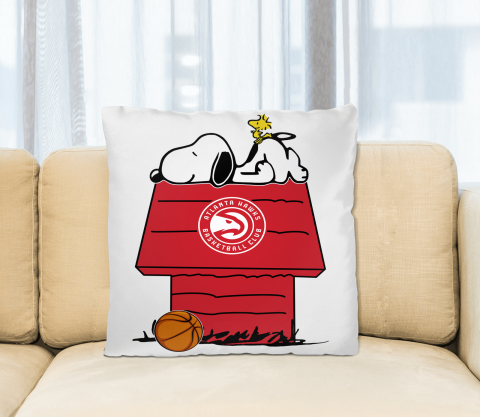 Atlanta Hawks NBA Basketball Snoopy Woodstock The Peanuts Movie Pillow Square Pillow