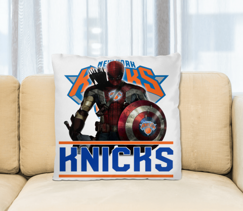 New York Knicks NBA Basketball Captain America Thor Spider Man Hawkeye Avengers Square Pillow