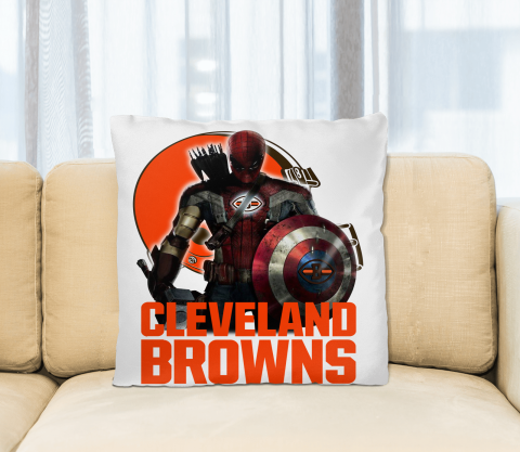 NFL Captain America Thor Spider Man Hawkeye Avengers Endgame Football Cleveland Browns Square Pillow
