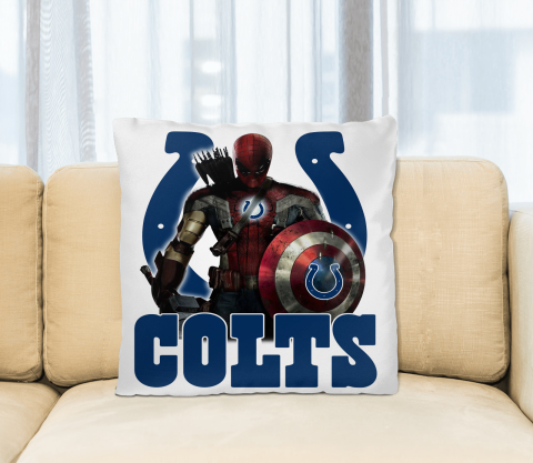 NFL Captain America Thor Spider Man Hawkeye Avengers Endgame Football Indianapolis Colts Square Pillow