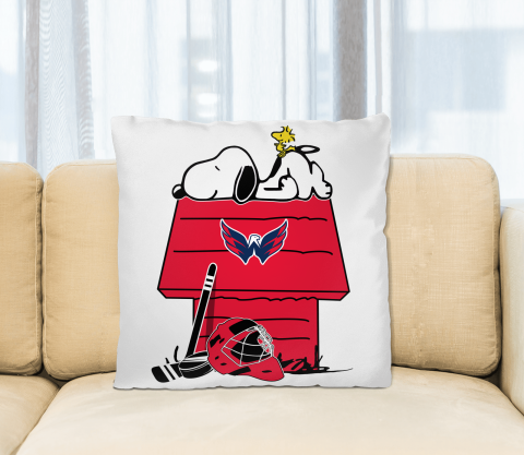 Washington Capitals NHL Hockey Snoopy Woodstock The Peanuts Movie Pillow Square Pillow