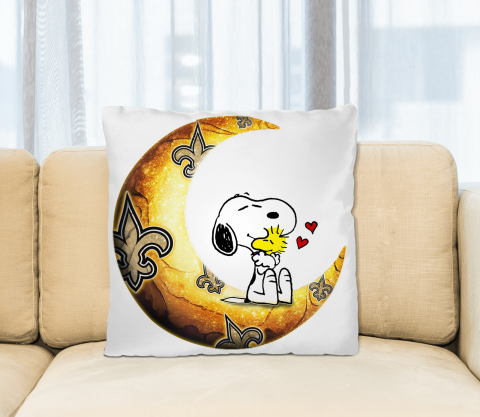 NFL Football New Orleans Saints I Love Snoopy To The Moon And Back Pillow Square Pillow