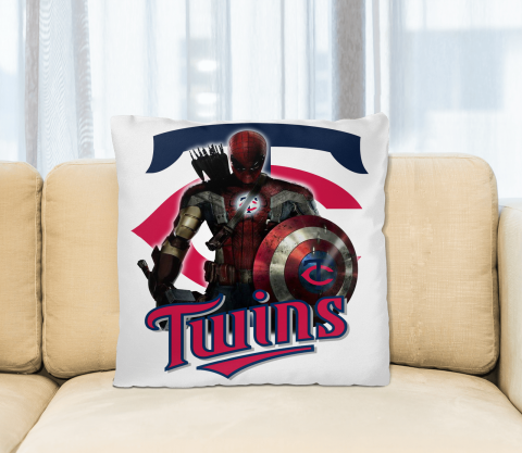 MLB Captain America Thor Spider Man Hawkeye Avengers Endgame Baseball Minnesota Twins Square Pillow
