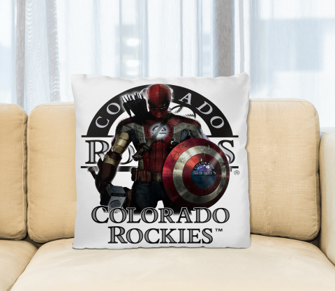 MLB Captain America Thor Spider Man Hawkeye Avengers Endgame Baseball Colorado Rockies Square Pillow