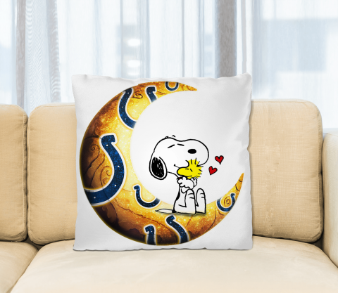 NFL Football Indianapolis Colts I Love Snoopy To The Moon And Back Pillow Square Pillow