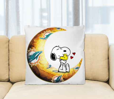 NFL Football Miami Dolphins I Love Snoopy To The Moon And Back Pillow Square Pillow