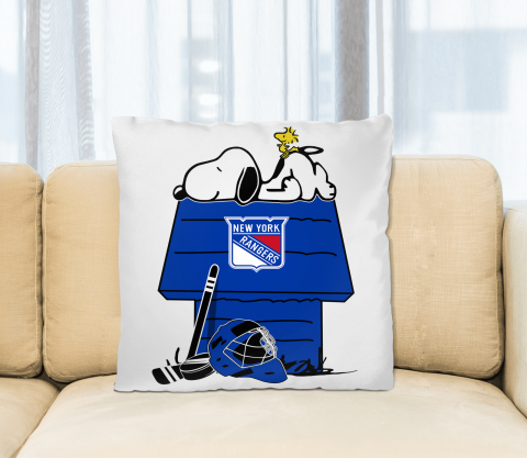 New York Rangers NHL Hockey Snoopy Woodstock The Peanuts Movie Pillow Square Pillow