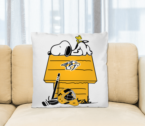 Nashville Predators NHL Hockey Snoopy Woodstock The Peanuts Movie Pillow Square Pillow
