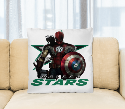 NHL Captain America Thor Spider Man Hawkeye Avengers Endgame Hockey Dallas Stars Square Pillow