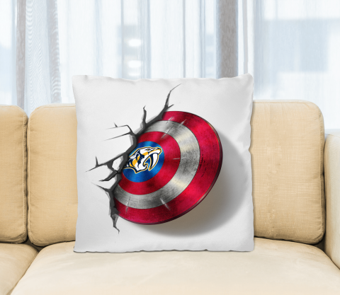 Nashville Predators NHL Hockey Captain America's Shield Marvel Avengers Square Pillow