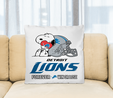 NFL The Peanuts Movie Snoopy Forever Win Or Lose Football Detroit Lions Pillow Square Pillow