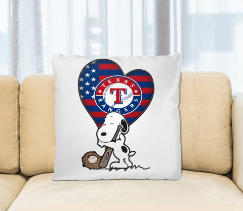 Texas Rangers MLB Baseball The Peanuts Movie Adorable Snoopy Pillow Square Pillow