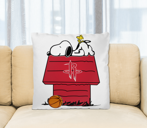 Houston Rockets NBA Basketball Snoopy Woodstock The Peanuts Movie Pillow Square Pillow