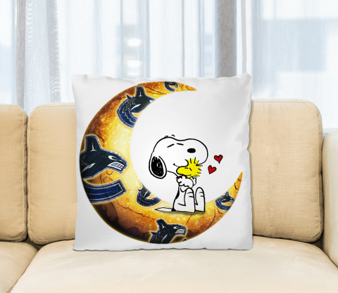 NHL Hockey Vancouver Canucks I Love Snoopy To The Moon And Back Pillow Square Pillow