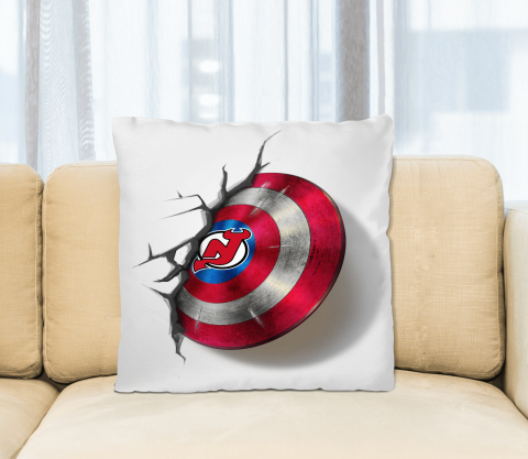 New Jersey Devils NHL Hockey Captain America's Shield Marvel Avengers Square Pillow
