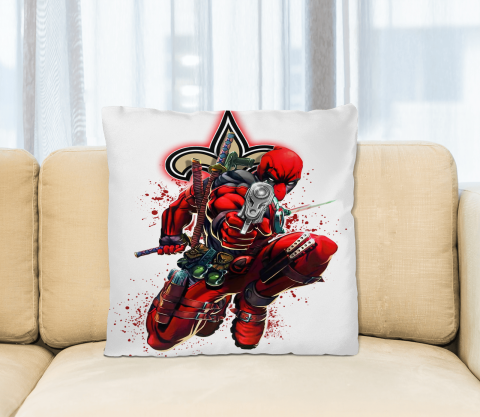 NFL Deadpool Marvel Comics Sports Football New Orleans Saints Square Pillow