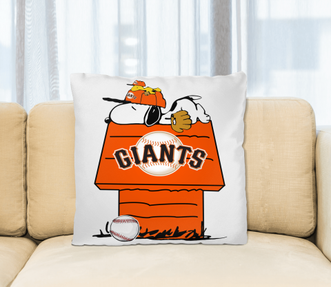 MLB San Francisco Giants Snoopy Woodstock The Peanuts Movie Baseball Pillow Square Pillow